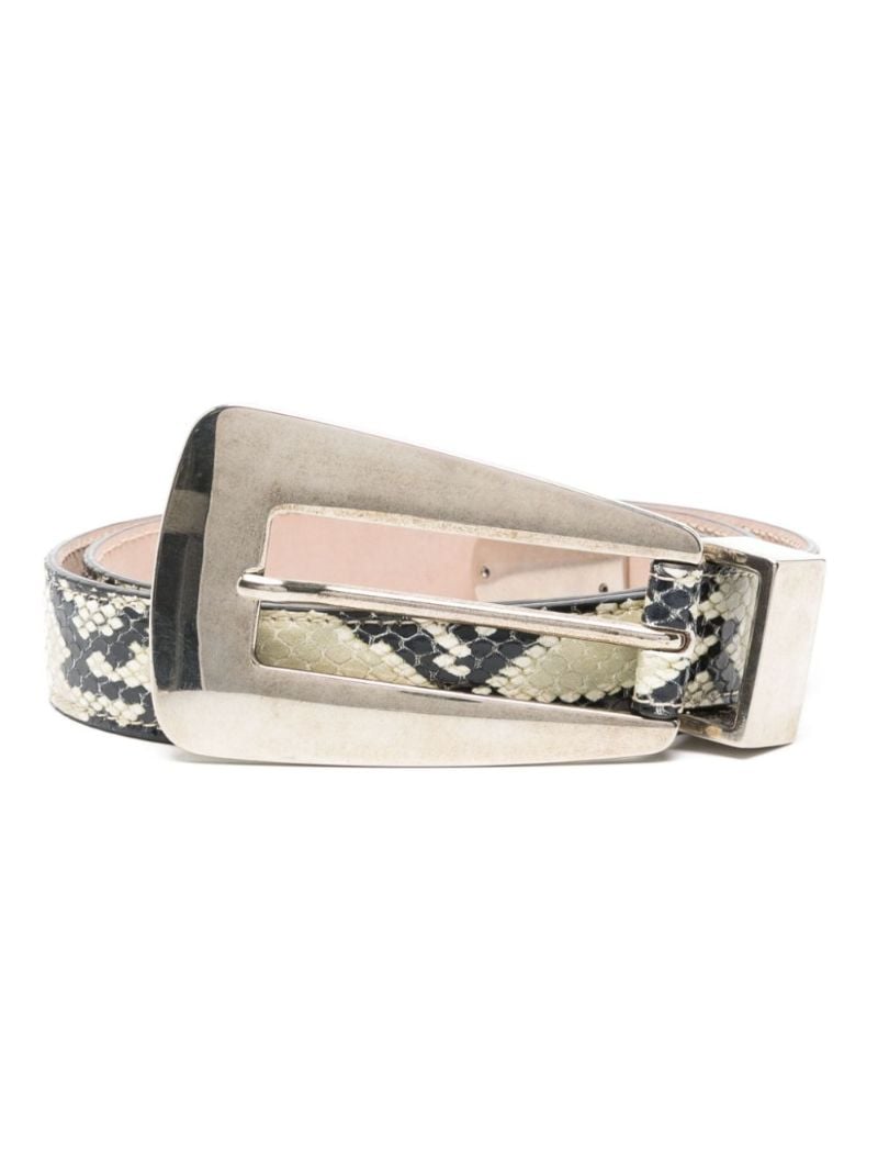 Neutral Snakeskin Effect Leather Belt