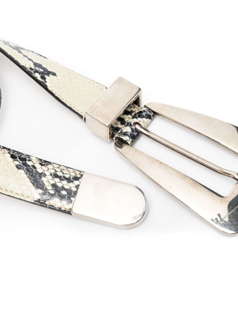 Neutral Snakeskin Effect Leather Belt