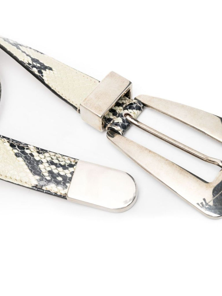 Neutral Snakeskin Effect Leather Belt