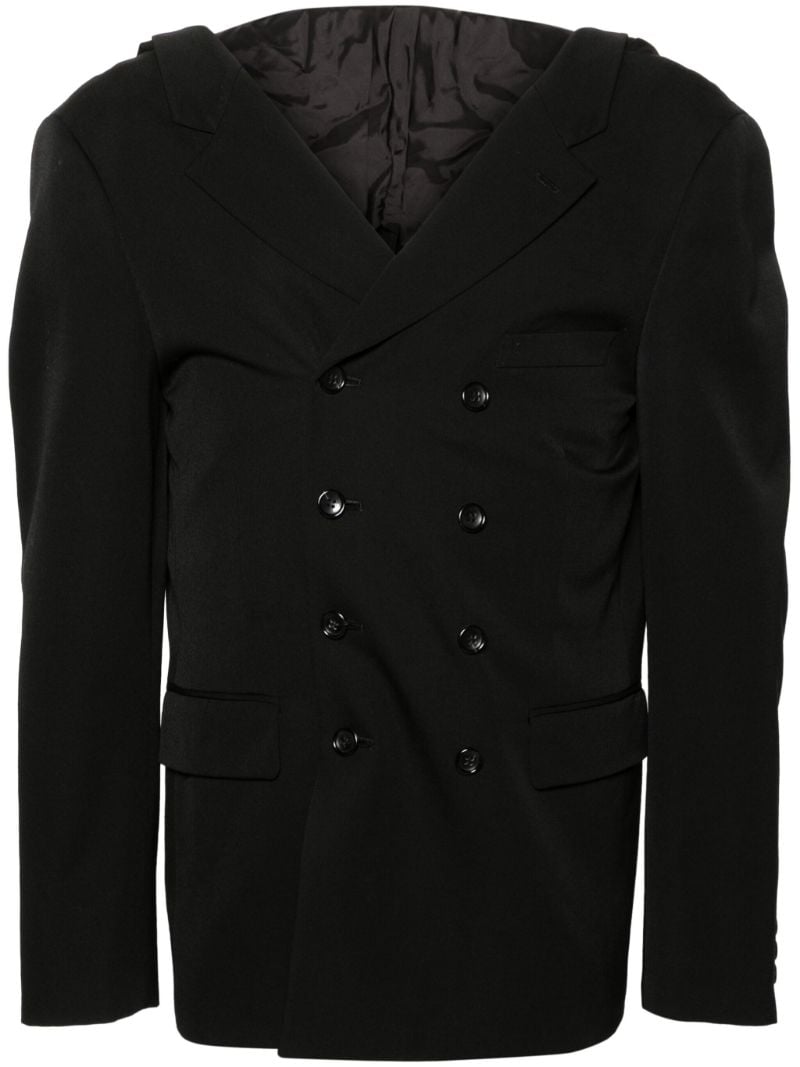 Black Double-breasted Hooded Blazer