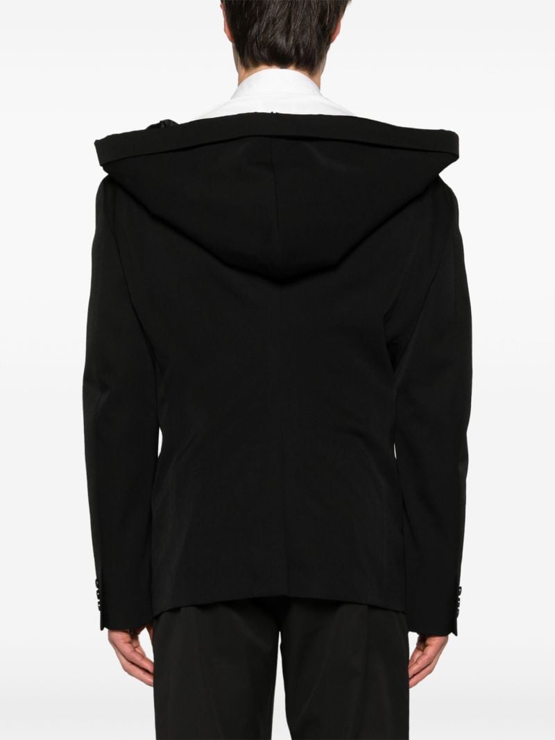 Black Double-breasted Hooded Blazer