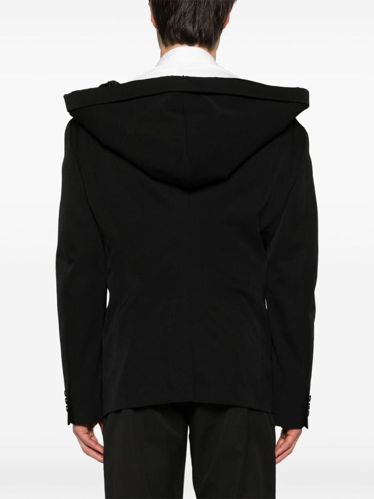 Black Double-breasted Hooded Blazer