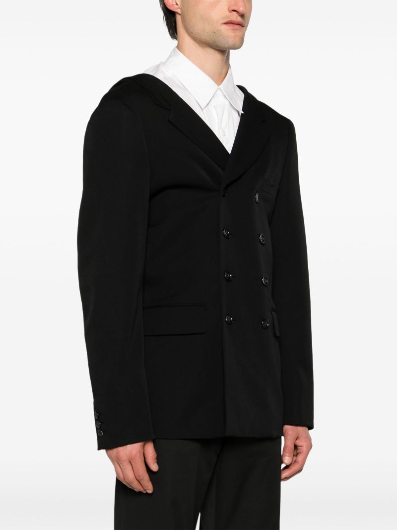 Black Double-breasted Hooded Blazer