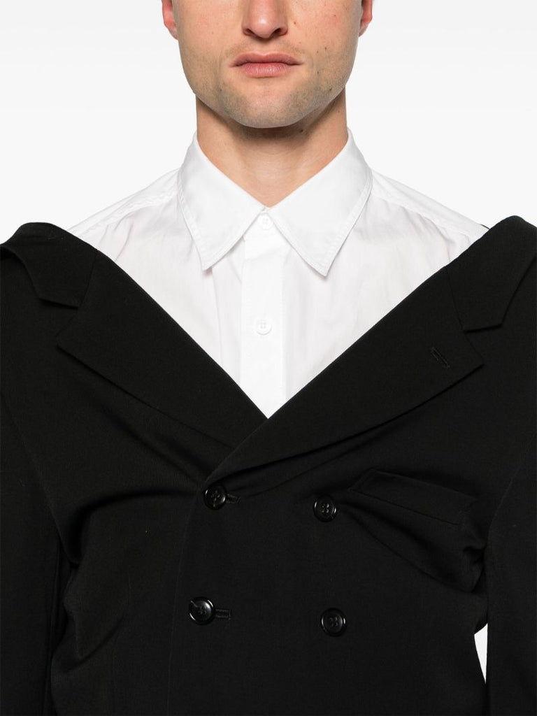 Black Double-breasted Hooded Blazer