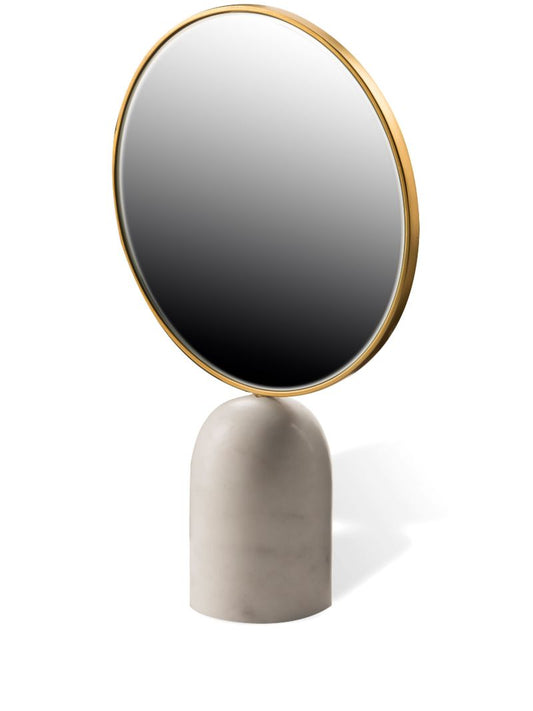 White Round Mirror with Marble Base