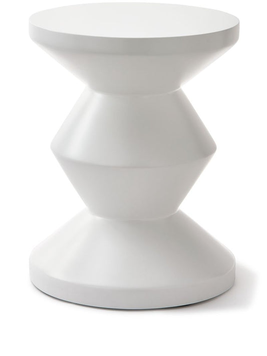 White Outdoor Zig Zag Lacquered Stool