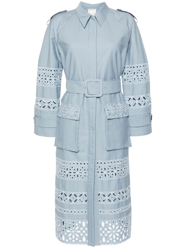 Blue Cotton Midi Shirt Dress
