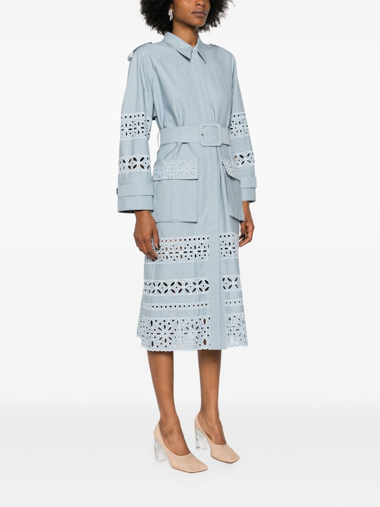 Blue Cotton Midi Shirt Dress