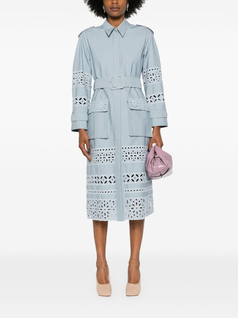 Blue Cotton Midi Shirt Dress