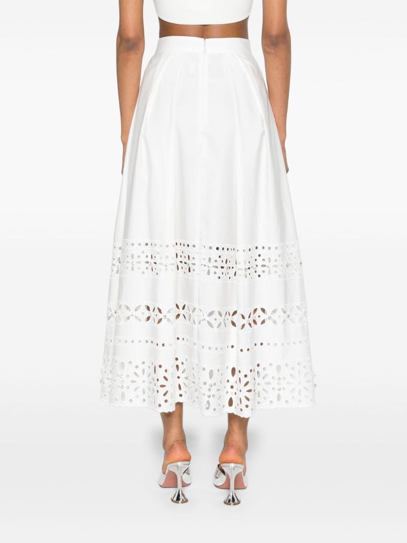 White Avery Embroidered Midi Skirt