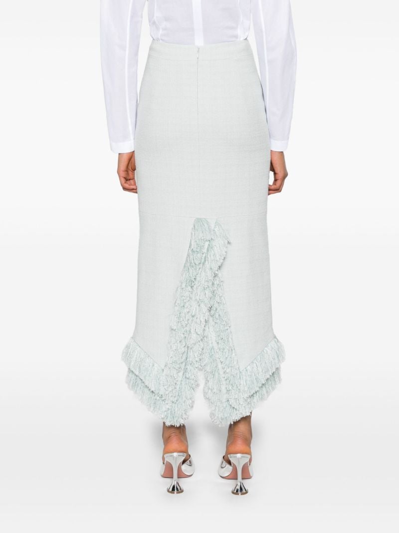 Blue Fringed Edge Midi Skirt