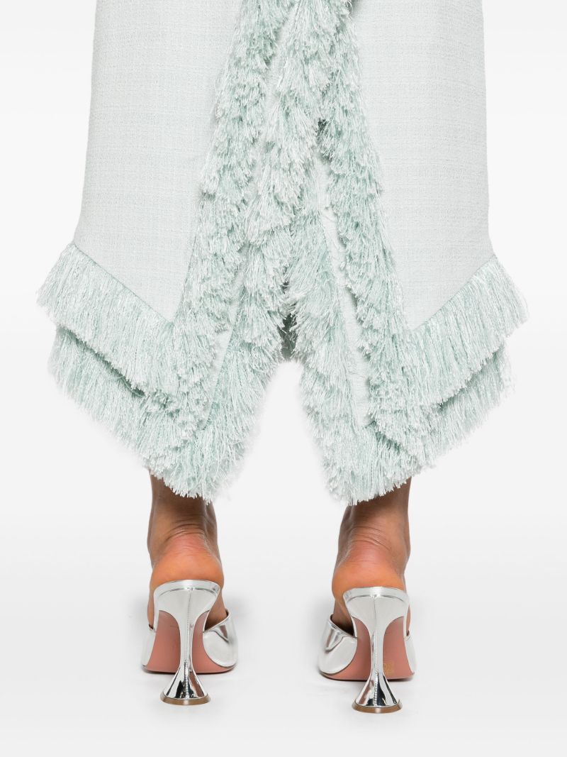 Blue Fringed Edge Midi Skirt