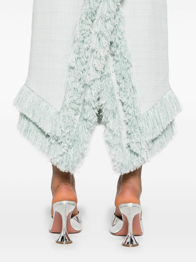 Blue Fringed Edge Midi Skirt