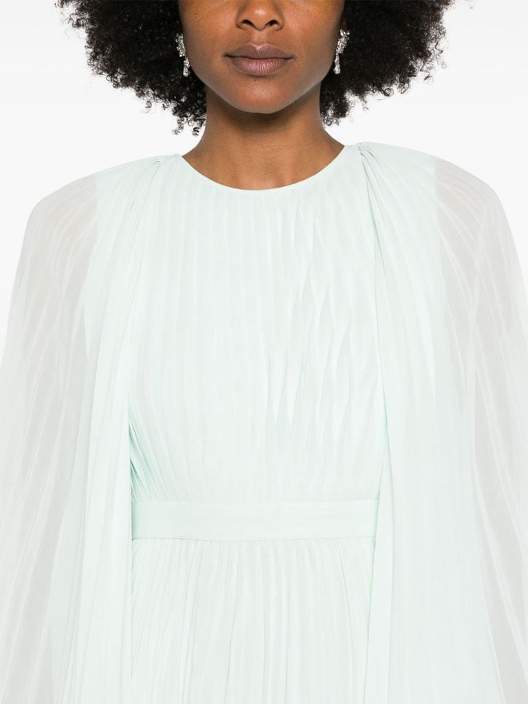 Green PlissÃ_x0083_Â© Cape Gown