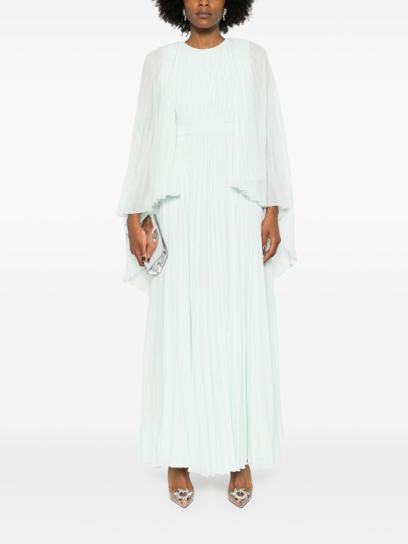 Green PlissÃ_x0083_Â© Cape Gown