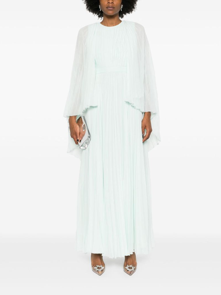 Green PlissÃ_x0083_Â© Cape Gown