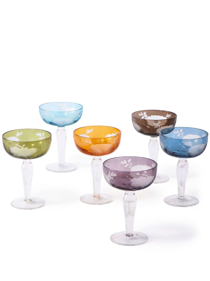 Multicolour Peony Coupe Glass Set