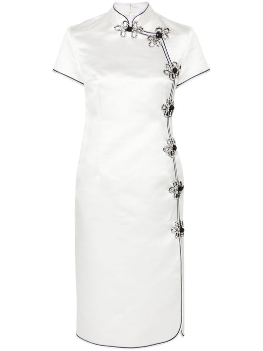 White Manon Satin Midi Dress