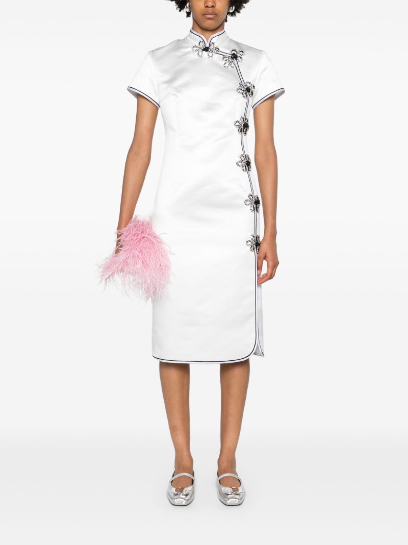 White Manon Satin Midi Dress