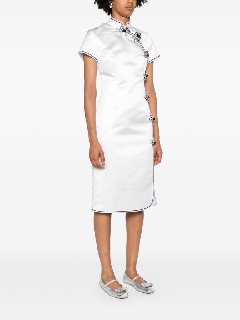 White Manon Satin Midi Dress