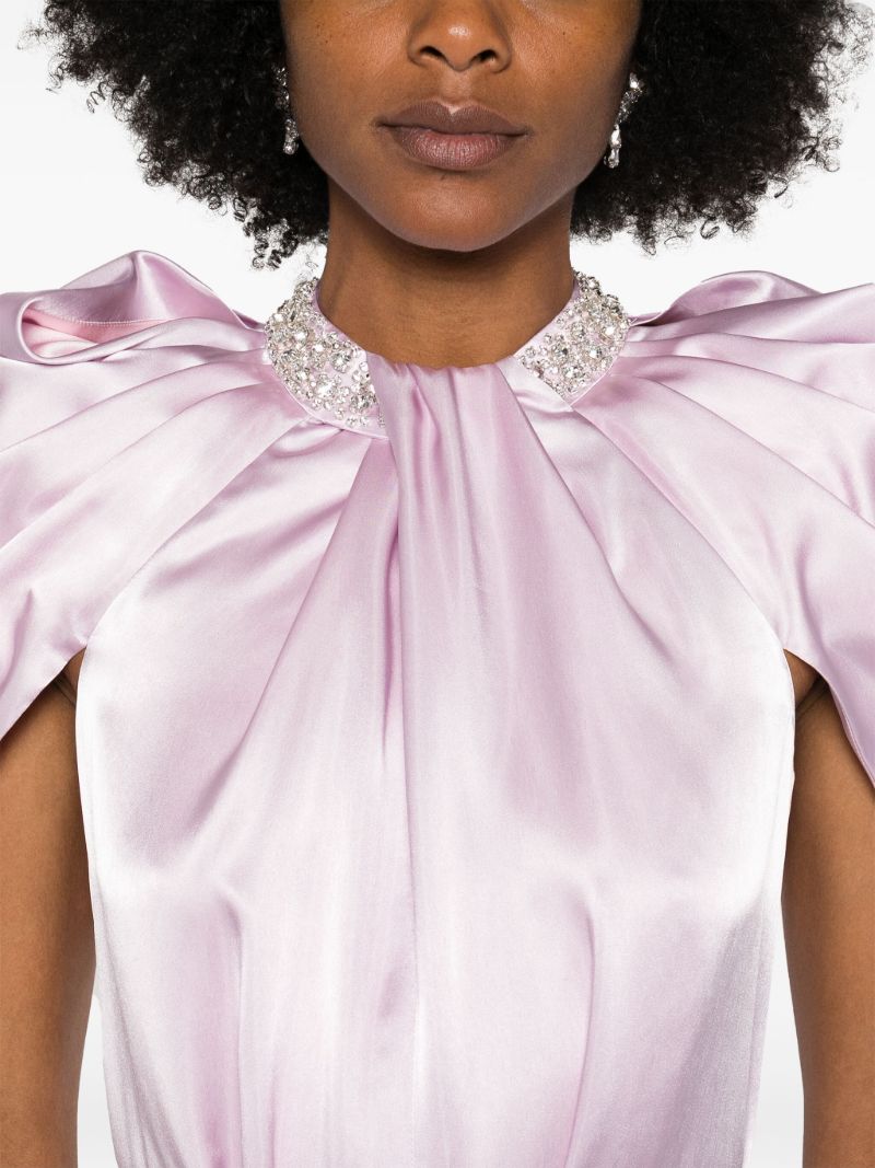 Purple Crystal-embellished Satin Gown