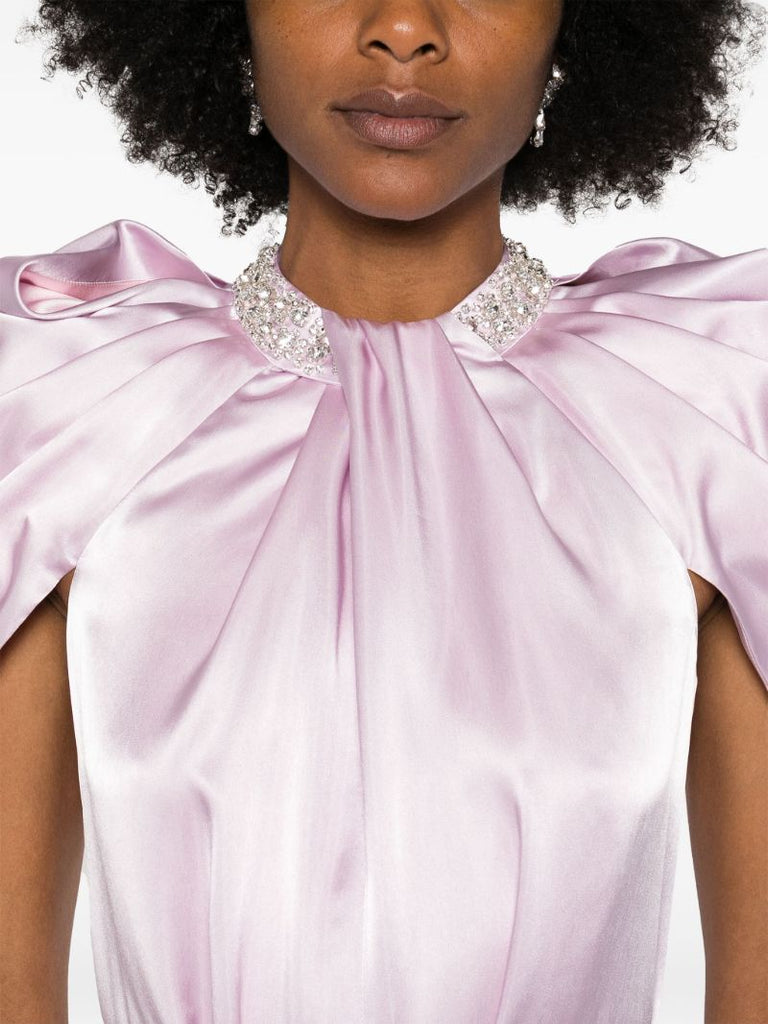 Purple Crystal-embellished Satin Gown