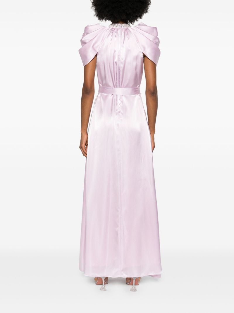 Purple Crystal-embellished Satin Gown