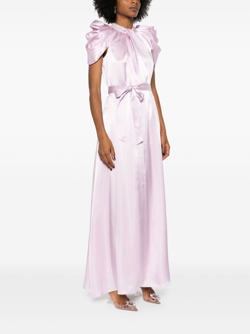 Purple Crystal-embellished Satin Gown