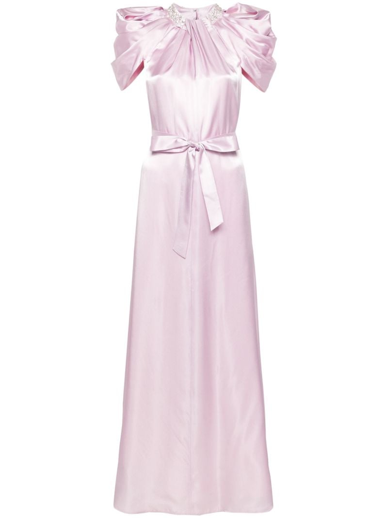 Purple Crystal-embellished Satin Gown
