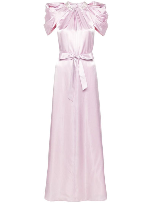 Purple Crystal-embellished Satin Gown