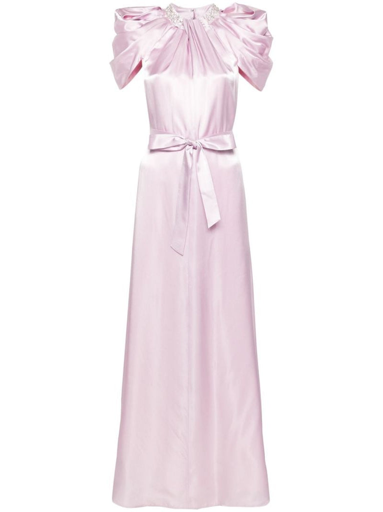 Purple Crystal-embellished Satin Gown