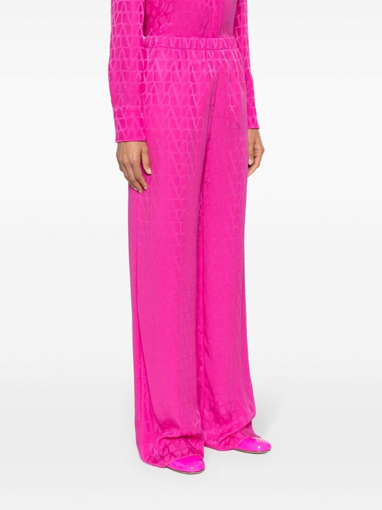 Pink Toile Iconographe Silk Wide-leg Trousers