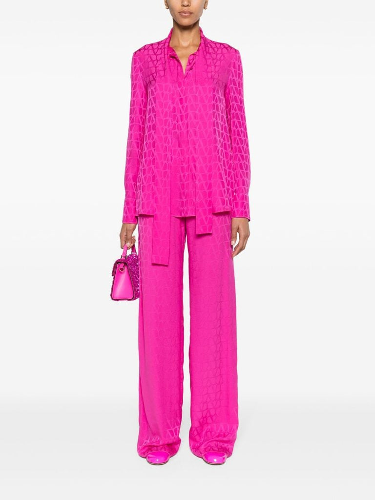 Pink Toile Iconographe Silk Wide-leg Trousers