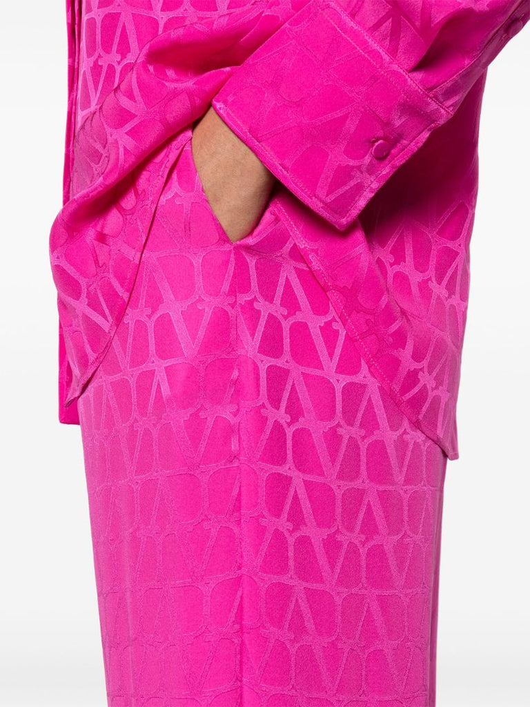 Pink Toile Iconographe Silk Wide-leg Trousers