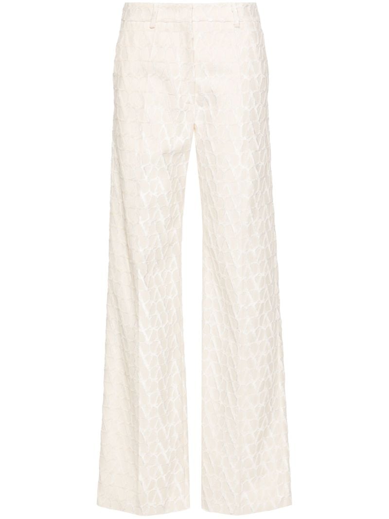 Beige Toile Iconographe Flocked Tailored Trousers