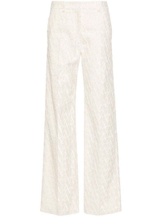 Beige Toile Iconographe Flocked Tailored Trousers