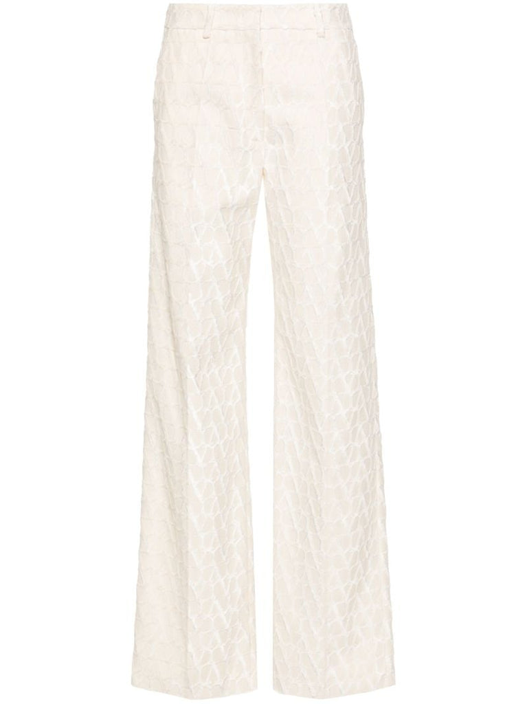 Beige Toile Iconographe Flocked Tailored Trousers