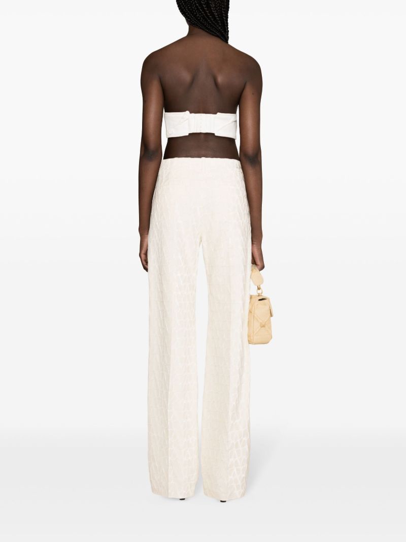 Beige Toile Iconographe Flocked Tailored Trousers