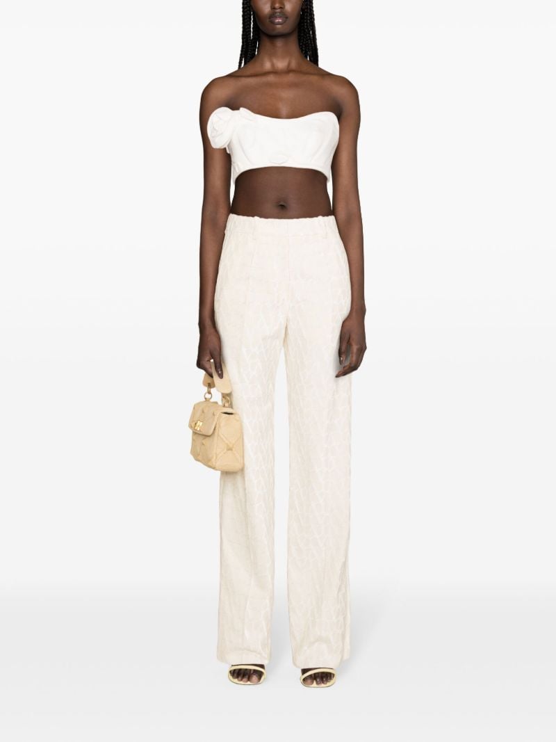 Beige Toile Iconographe Flocked Tailored Trousers