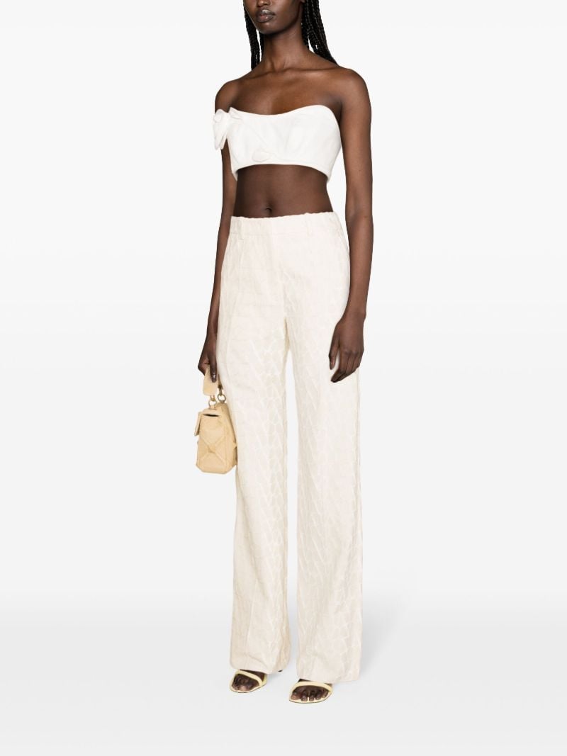 Beige Toile Iconographe Flocked Tailored Trousers