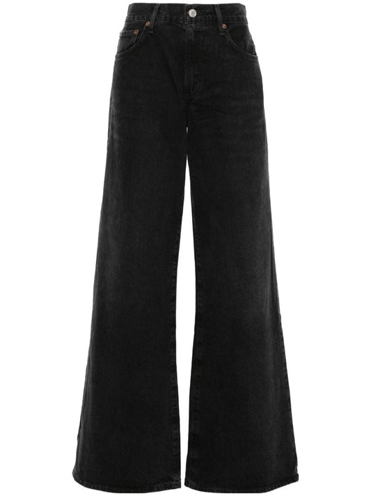 Black Clara Low-rise Wide-leg Jeans