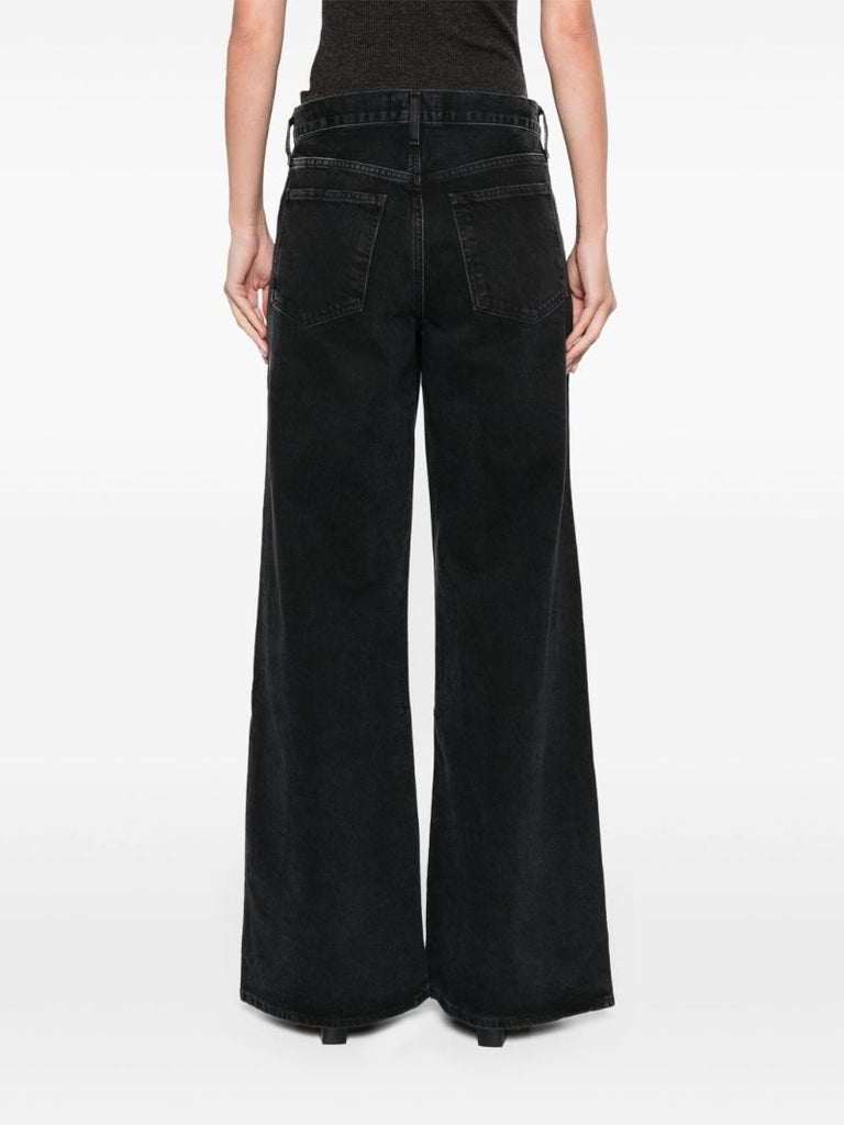 Black Clara Low-rise Wide-leg Jeans