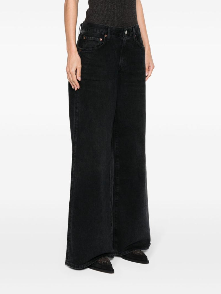 Black Clara Low-rise Wide-leg Jeans
