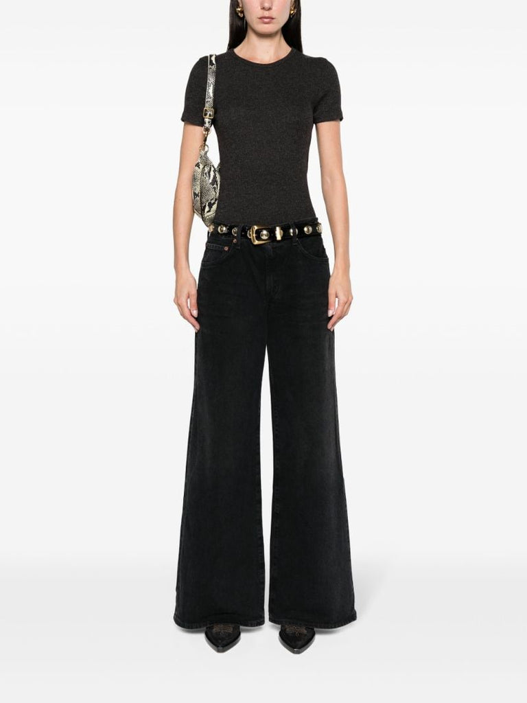 Black Clara Low-rise Wide-leg Jeans