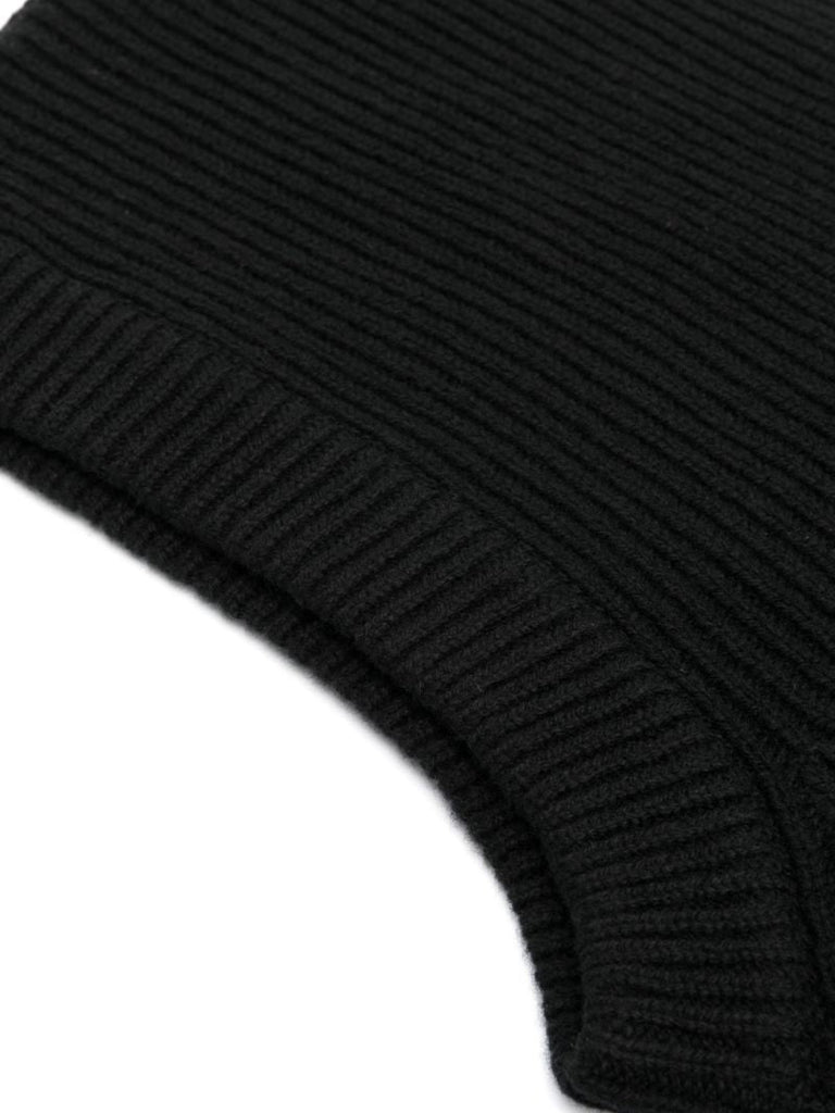 Black Ribbed Knit Beanie