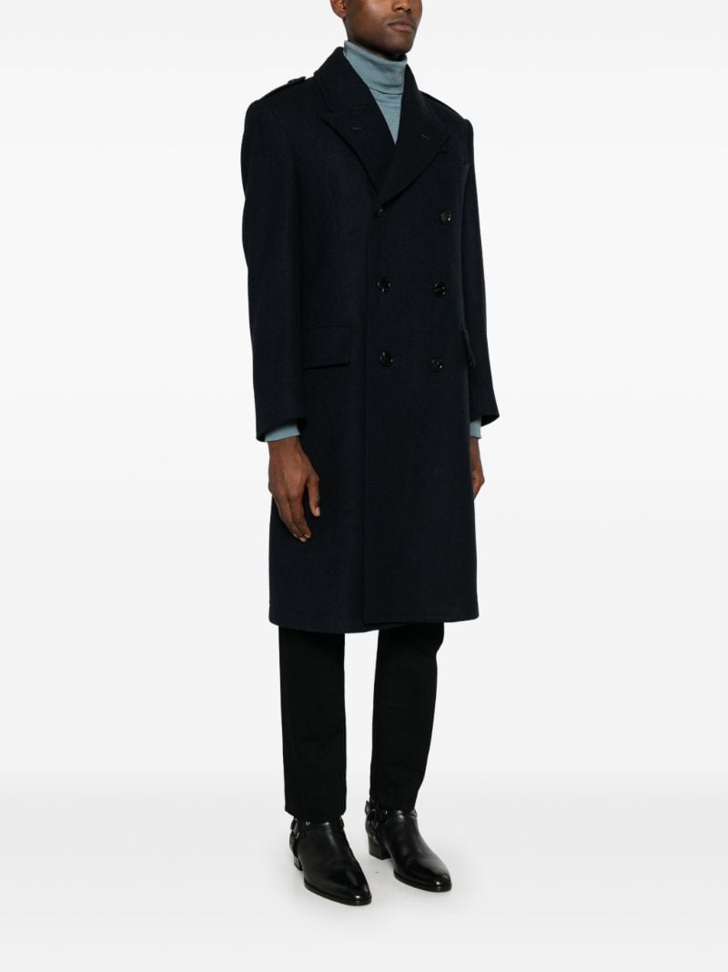 Herringbone Wool Double-breasted Coat