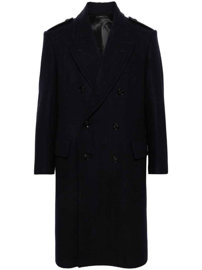 Herringbone Wool Double-breasted Coat