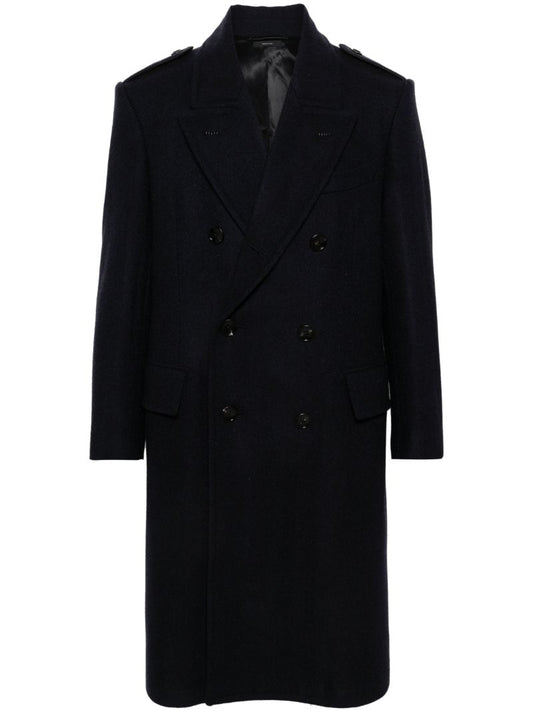 Herringbone Wool Double-breasted Coat