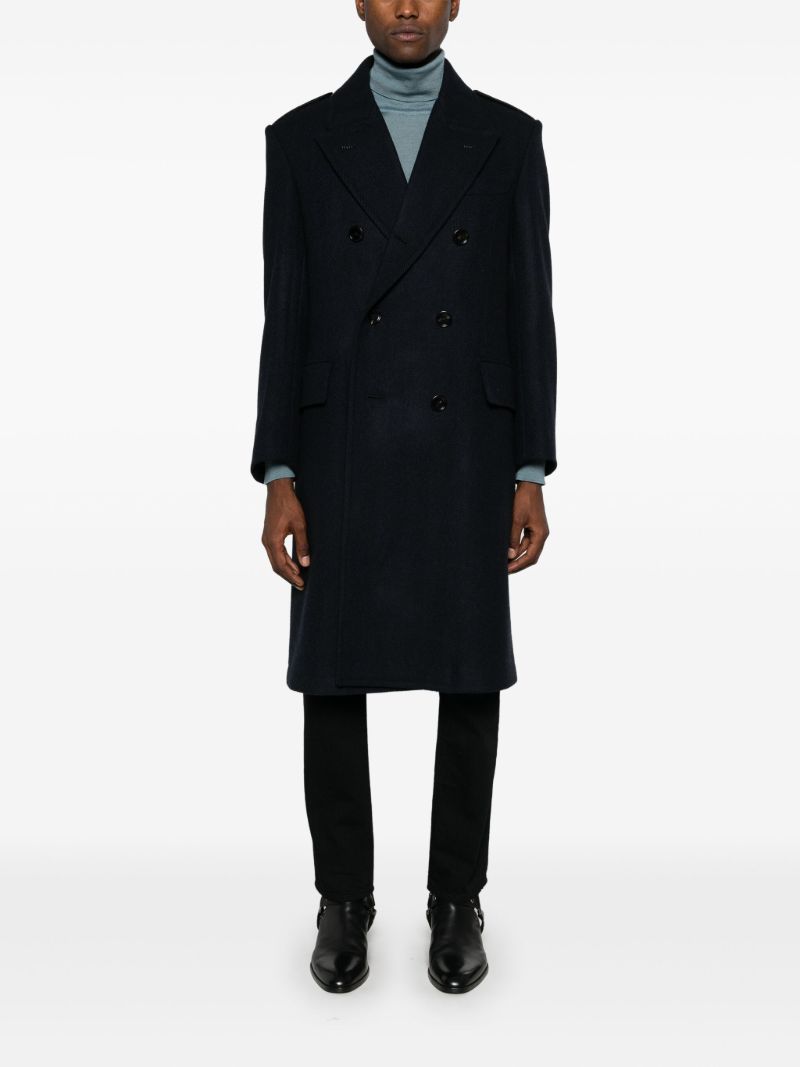 Herringbone Wool Double-breasted Coat
