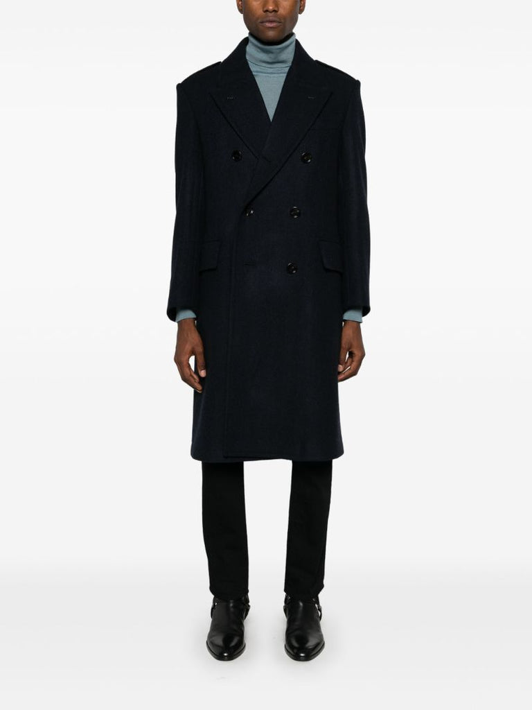 Herringbone Wool Double-breasted Coat